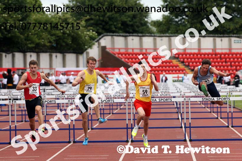 Inter boys 100 metres hurdles, 2015 English Schools, Gateshead. Photo: David T. Hewitson/Sports for All Pics